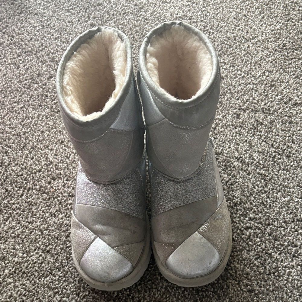UGG Kids Shimmering Silver Boots